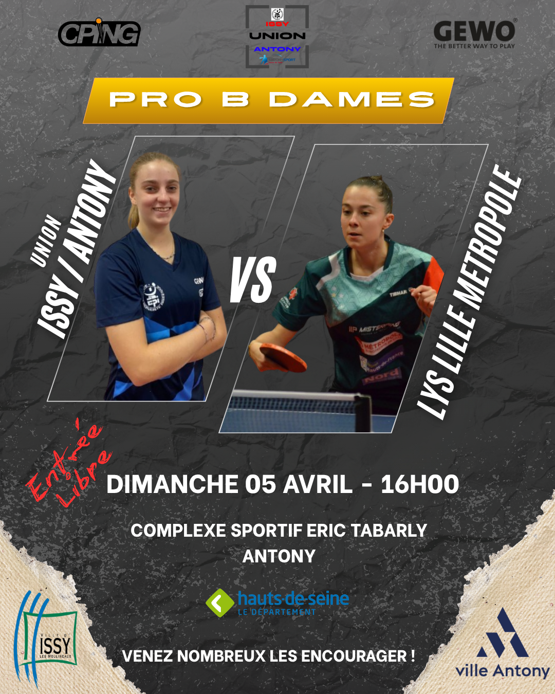 PRO B DAMES : Dimanche 05 avril à 16h00